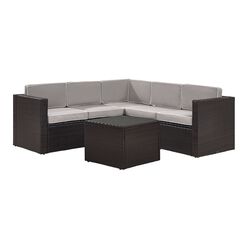 Pinamar Espresso and Gray All Weather 6 Pc Outdoor Sectional