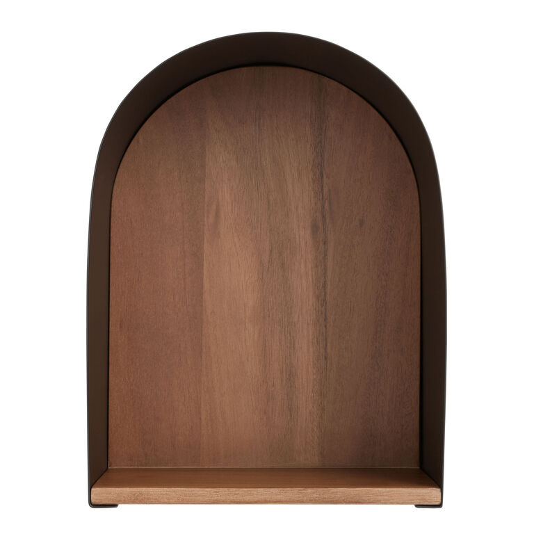 Metal and Wood Arched Floating Wall Shelf image number 3