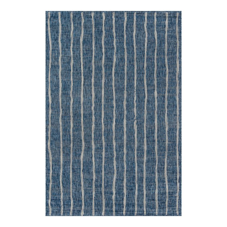 Parker Blue And Ivory Stripe Indoor Outdoor Rug image number 1