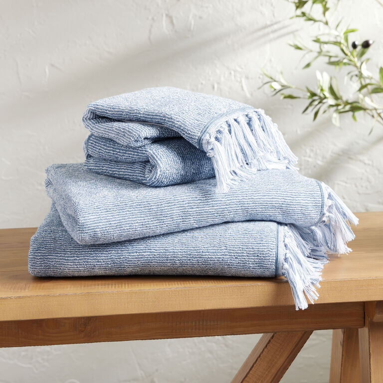 Azure Blue And White Marled Towel Collection image number 1