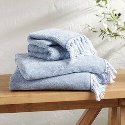 Azure Blue And White Marled Towel Collection