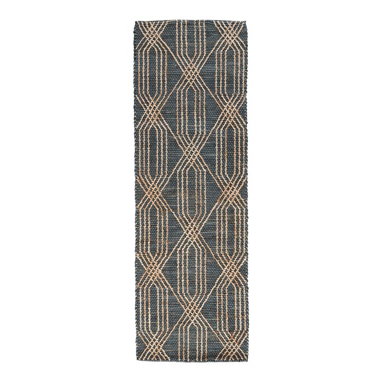 Tustin Charcoal Blue And Natural Geometric Jute Area Rug image number 2