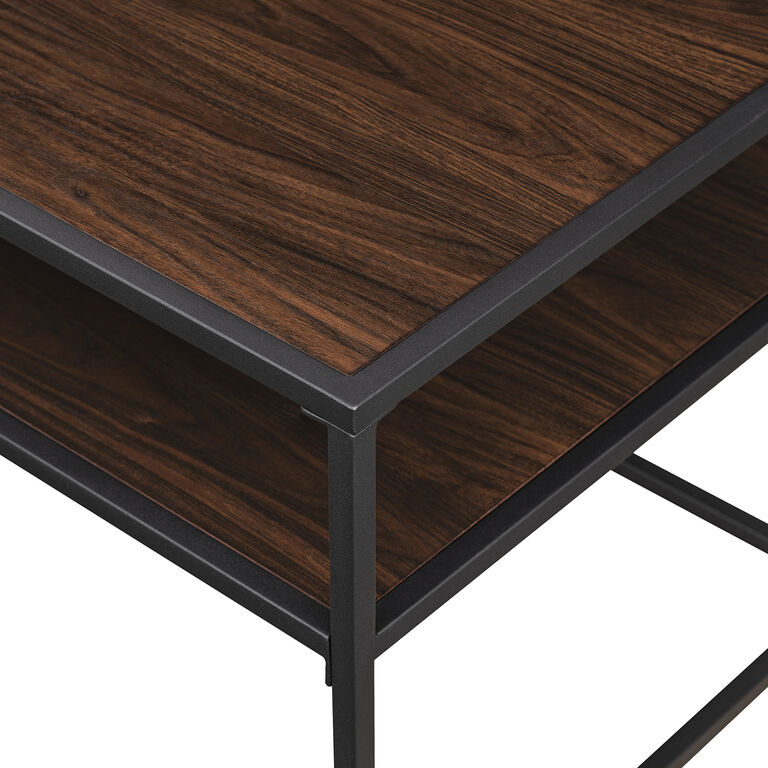 Lyon Wood and Black Steel Coffee Table with Shelves image number 4