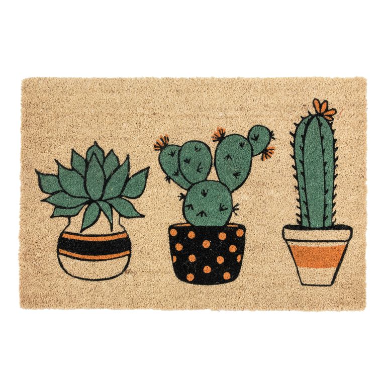 Potted Cactus Coir Doormat image number 1