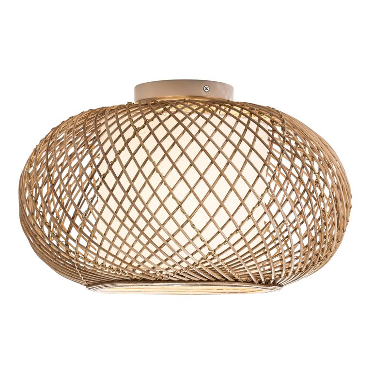 Reyna Natural Wicker And Jute Flush Mount Ceiling Light image number 3