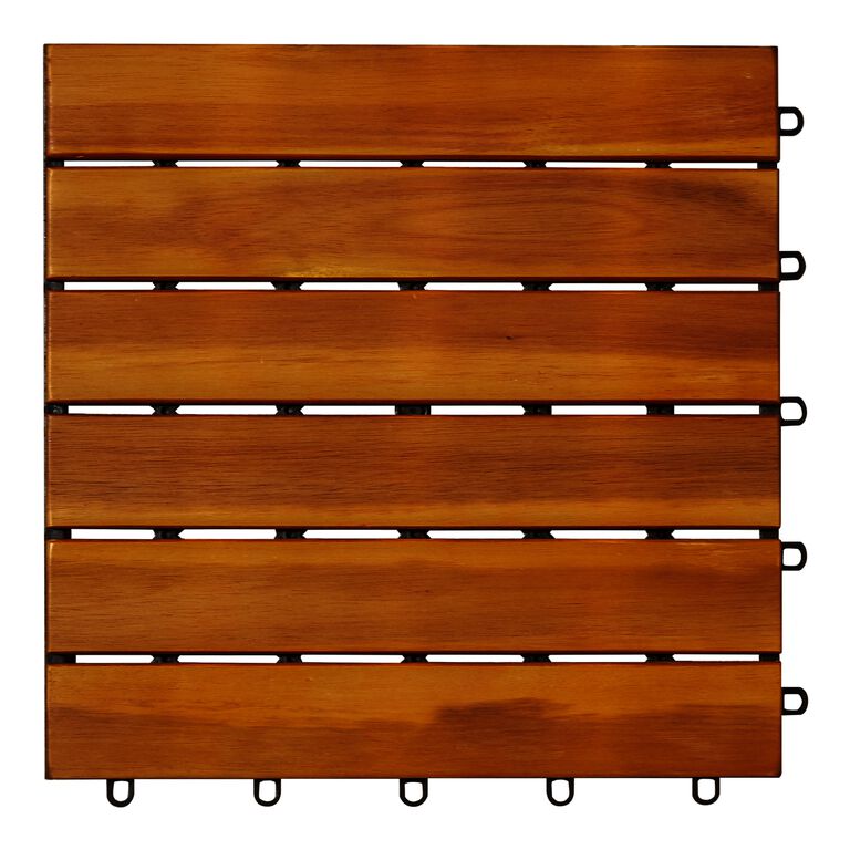 Acacia Wood 6-Slat Interlocking Deck Tiles, 10-Count image number 1