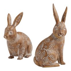 Etched Floral Sitting Bunny Decor