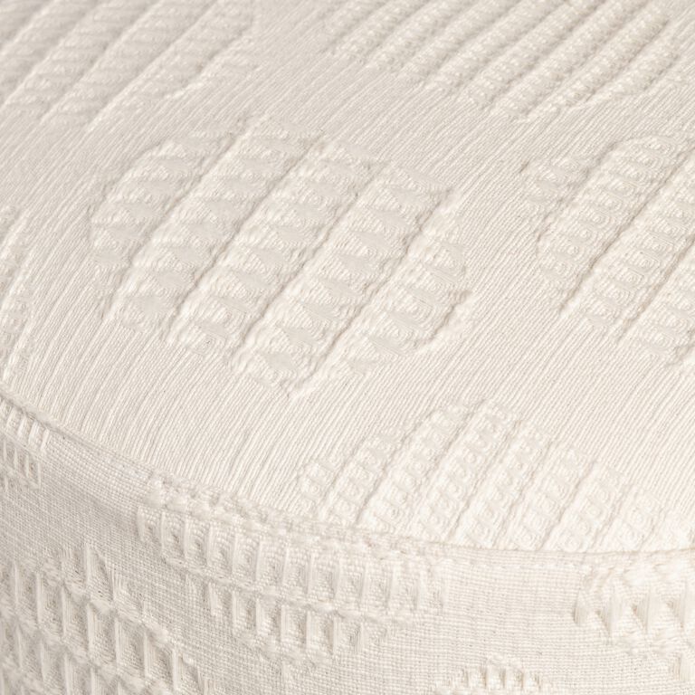 Bates Round Cream Textured Upholstered Stool image number 3