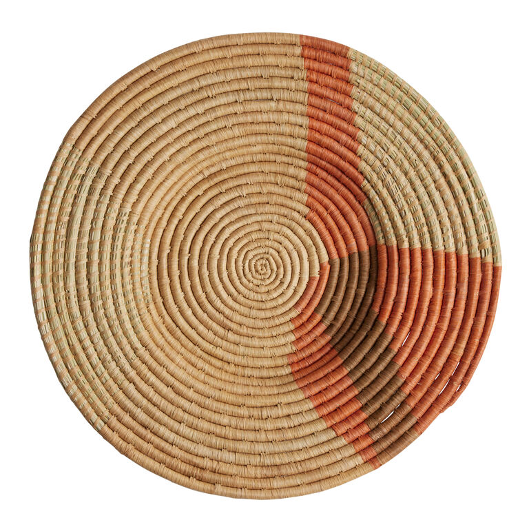 All Across Africa Orange And Tan Raffia Disc Wall Decor image number 1