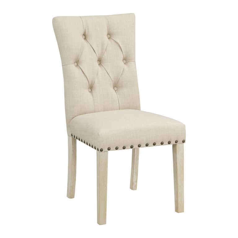 Addison Natural Tufted Upholstered Dining Chair Set of 2 image number 1