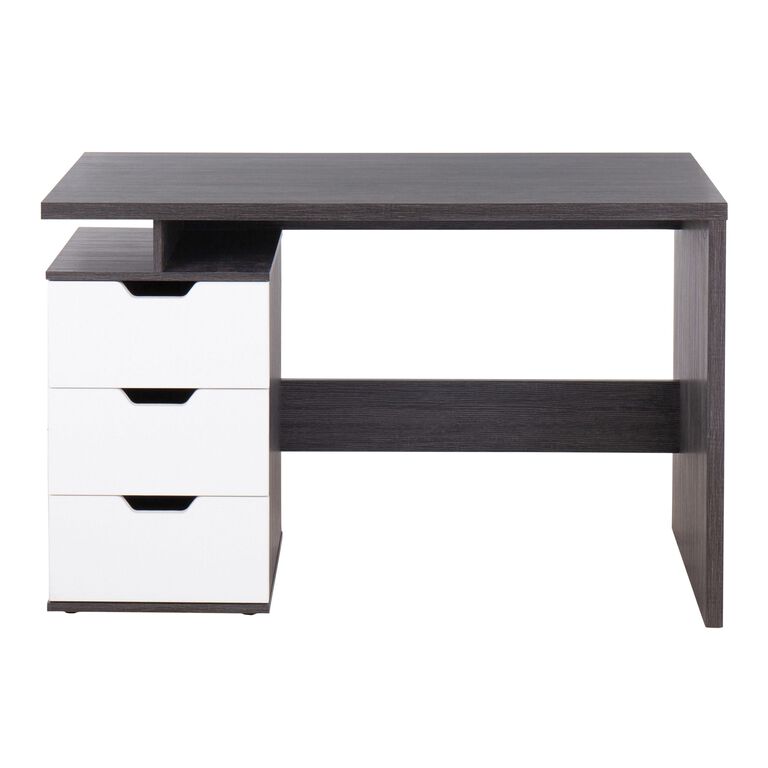 Geary Charcoal and White Wood Desk with Drawers image number 3