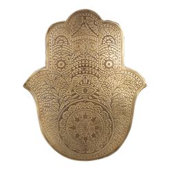 Small Antique Brass Etched Hamsa Wall Decor