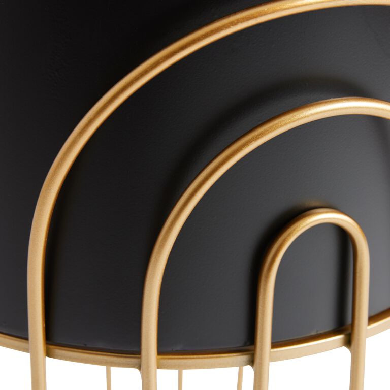 Black Metal Planter With Arched Gold Stand image number 3