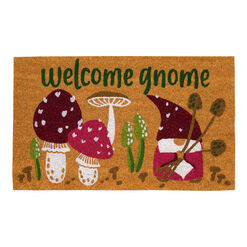 Red and Brown Welcome Gnome Coir Doormat