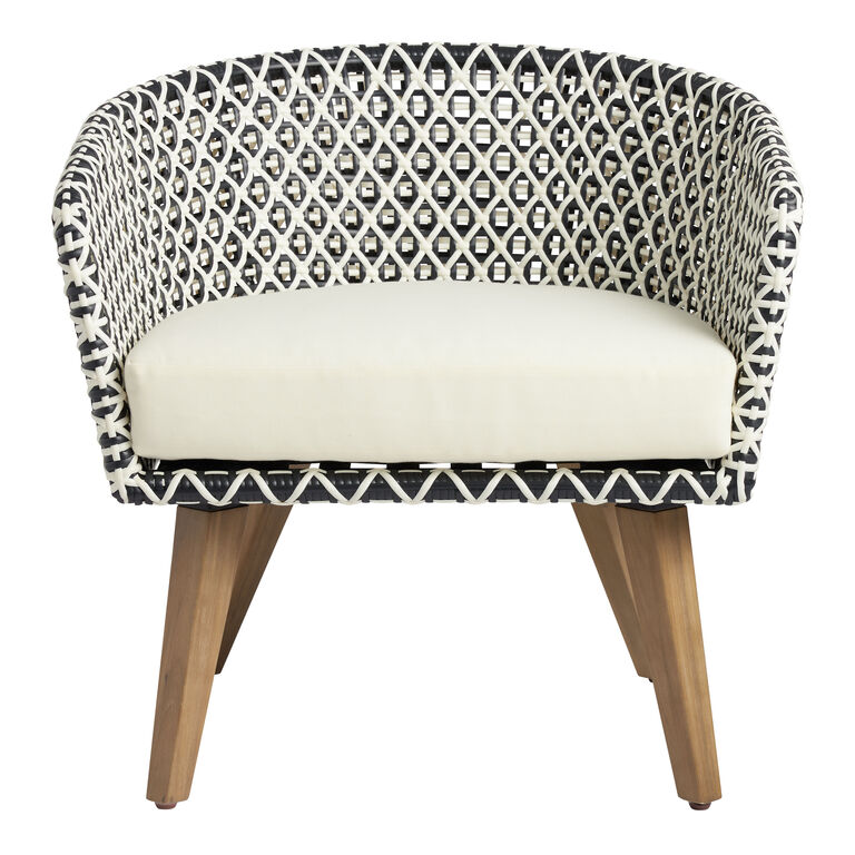 Calabria Black and White All Weather Wicker Outdoor Chair image number 2