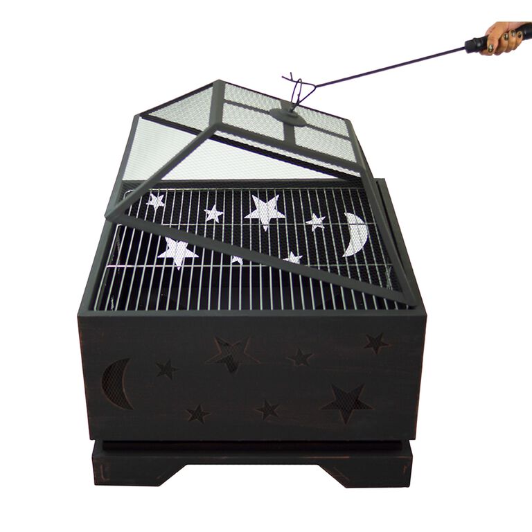 Skye Square Rubbed Bronze Steel Star And Moon Fire Pit image number 3