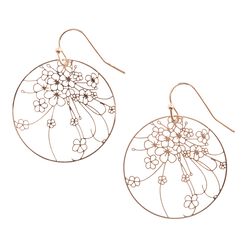 Gold Filigree Flower Drop Earrings