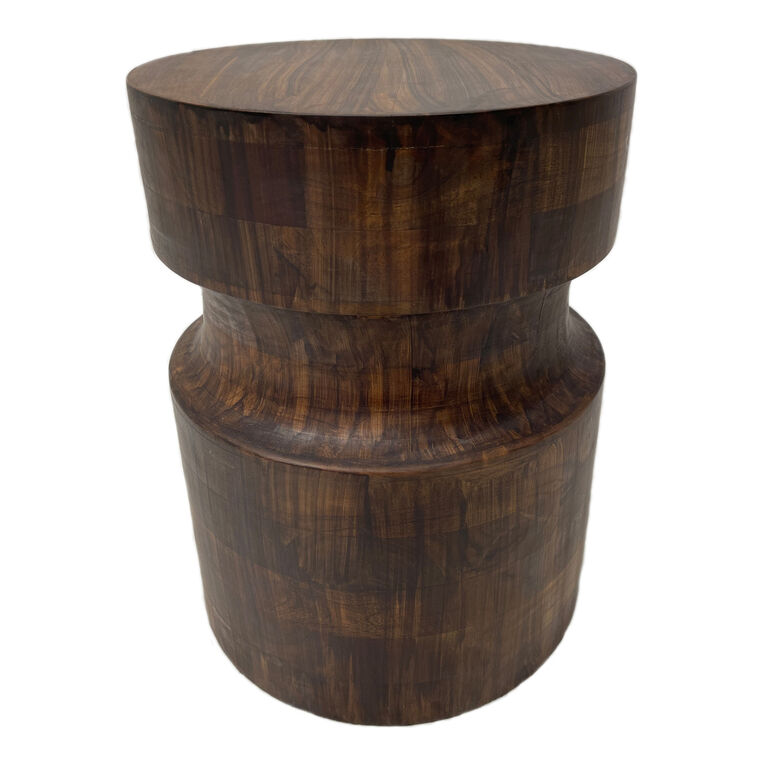 Hopewell Walnut Mango Wood Drum Side Table image number 1