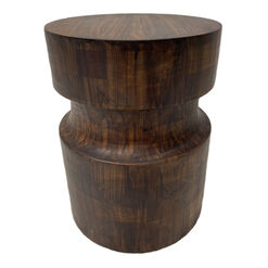 Hopewell Walnut Mango Wood Drum Side Table