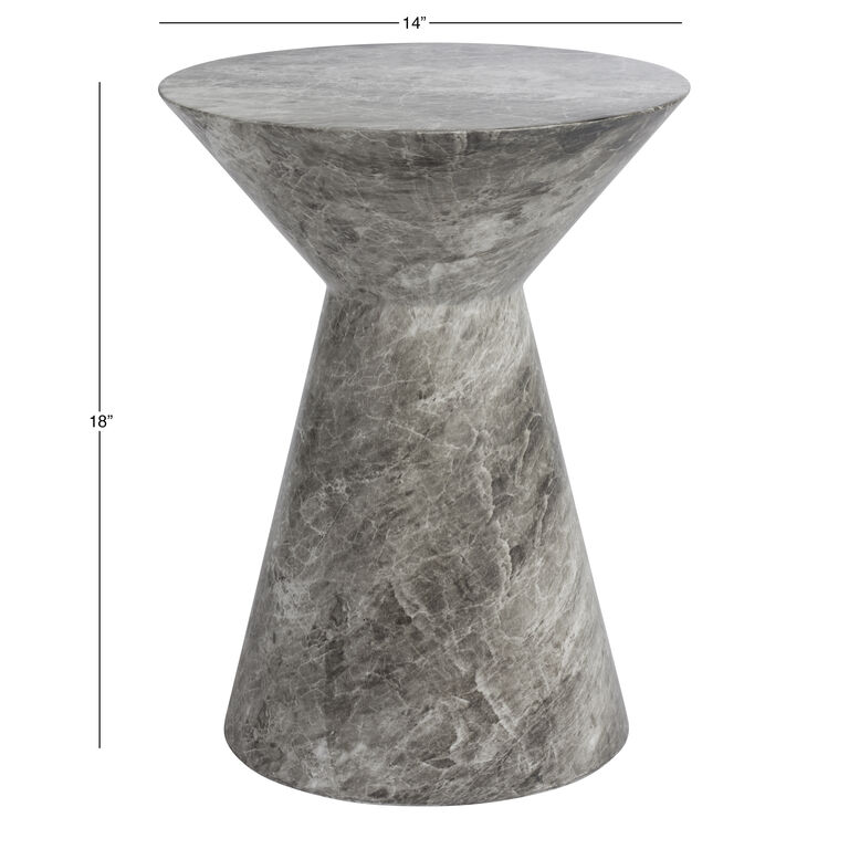 Agnos Gray Marble Print Hydro Dipped Outdoor Side Table image number 4