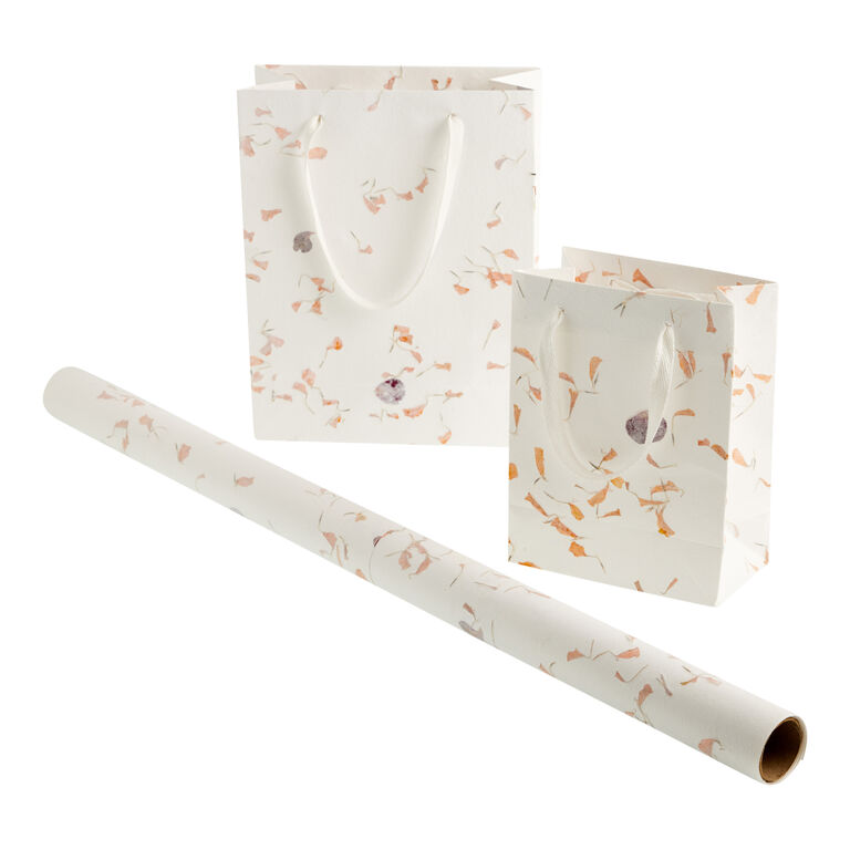 Handmade White Cotton Pressed Flower Wrapping Paper Roll image number 2