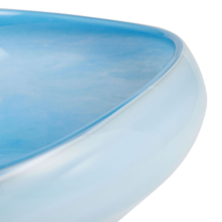 Blue Mouth Blown Glass Decorative Bowl image number 3