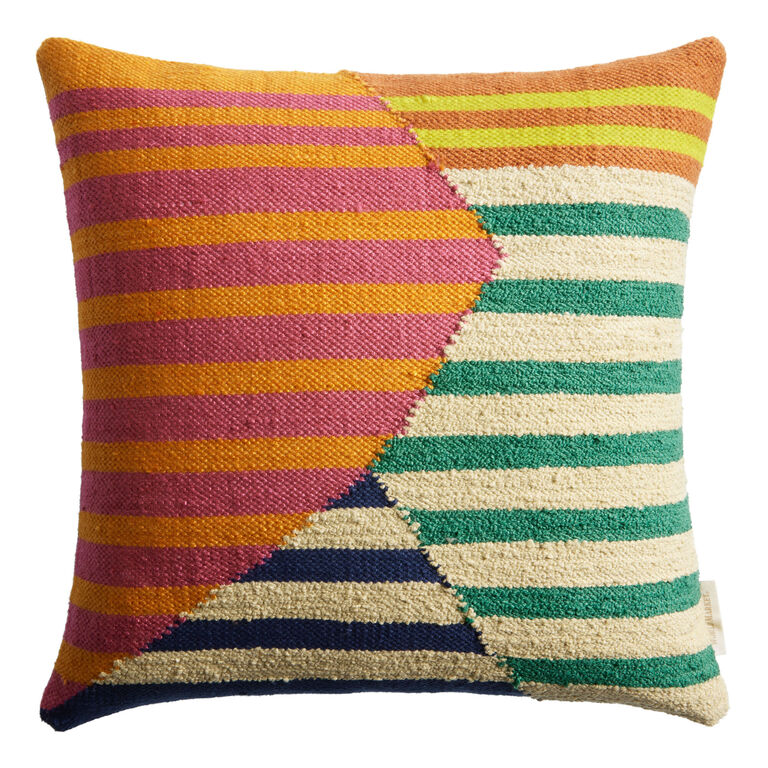 Multicolor Geometric Stripe Indoor Outdoor Throw Pillow image number 1