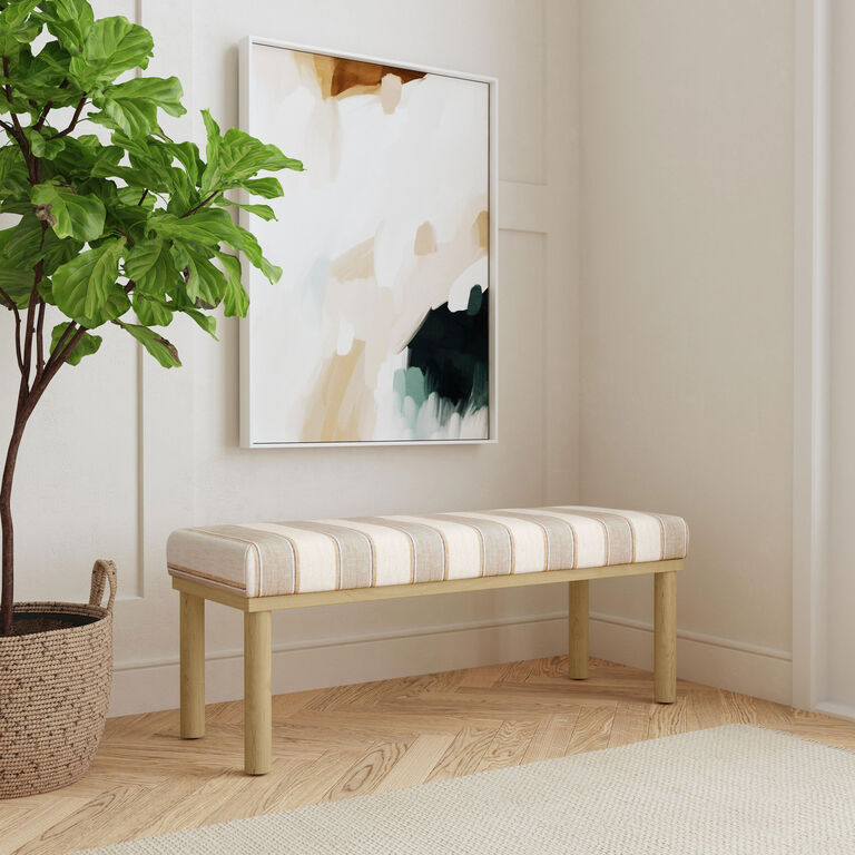 Drover Natural Exposed Wood Scandi Upholstered Bench image number 2