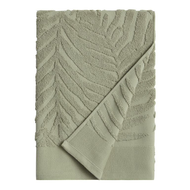 Sage Green Sculpted Palm Leaf Towel Collection image number 3