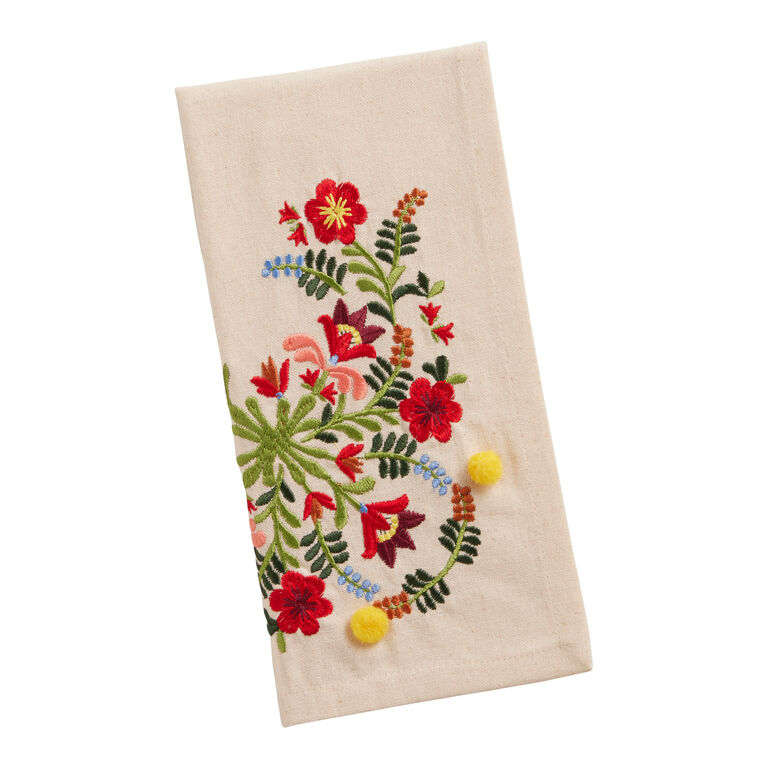 Multicolor Abstract Floral Embroidered Napkin Set of 4 image number 1