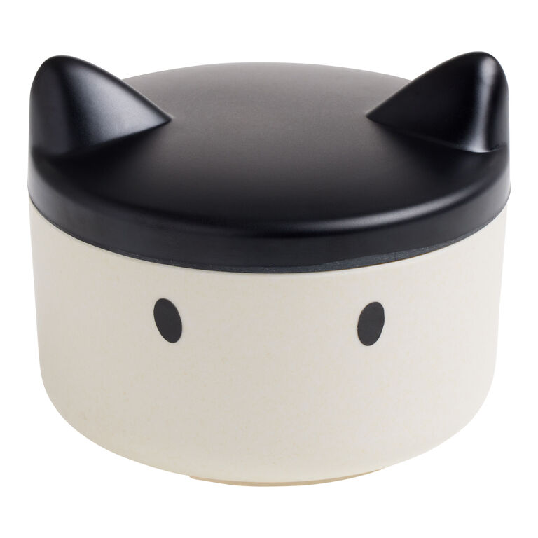 White and Black Bamboo Customizable Pet Treat Container image number 1