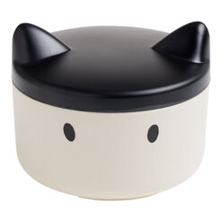 White and Black Bamboo Customizable Pet Treat Container