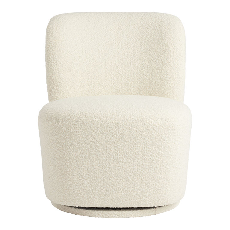 Adleigh Ivory Boucle Upholstered Swivel Chair image number 2