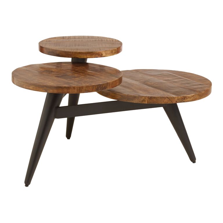 Wood and Metal Multi Level Coffee Table image number 1