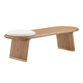 Cognac Acacia Wood Bench with Cream Boucle Cushion image number 0