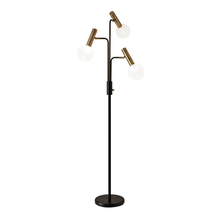 Sinclair Black And Brass Metal 3 Light Adjustable Floor Lamp image number 1