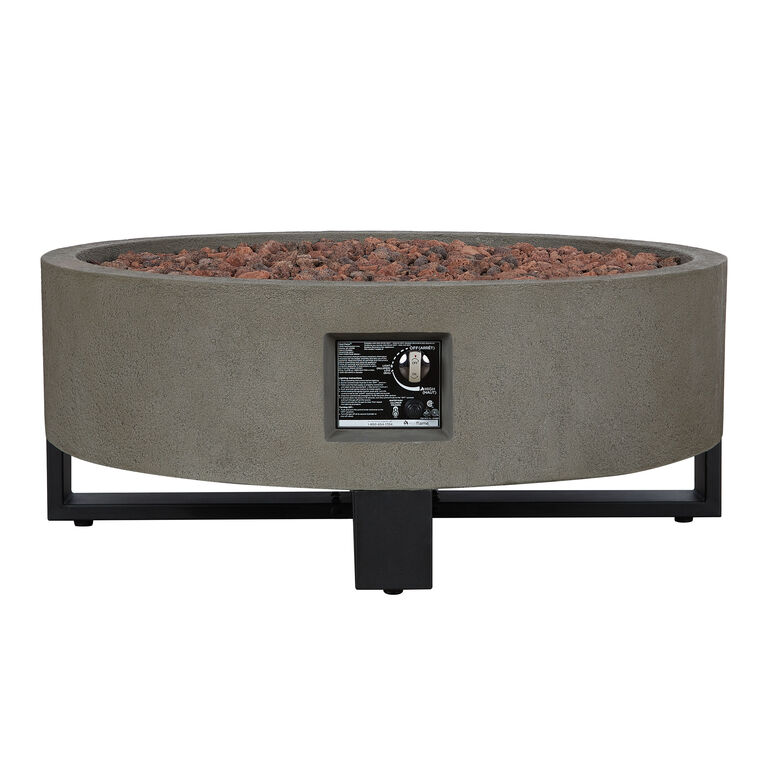 Caymen Round Glacier Gray Faux Stone Bowl Gas Fire Pit image number 4