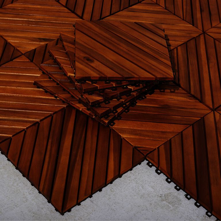 Acacia Wood 12-Slat Interlocking Deck Tiles, 10-Count image number 5
