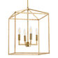 Astrid Rattan and Gold Iron Open Cage 4 Light Chandelier image number 0