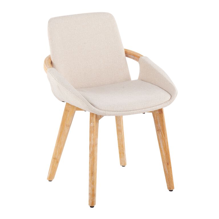 Larwil Natural Wood Curved Arm Upholstered Dining Chair image number 1
