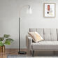 Tom Matte Black Metal and Frosted Glass Arc Floor Lamp image number 1