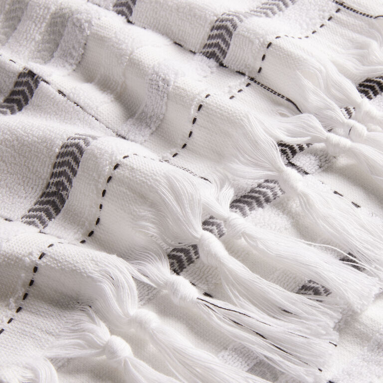 Aubrey Black And Ivory Sculpted Stripe Hand Towel image number 3