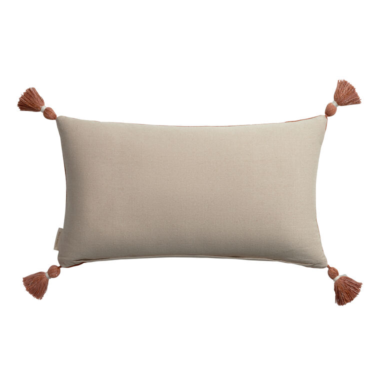 Rust and Ivory Kantha Diamond Lumbar Pillow image number 3
