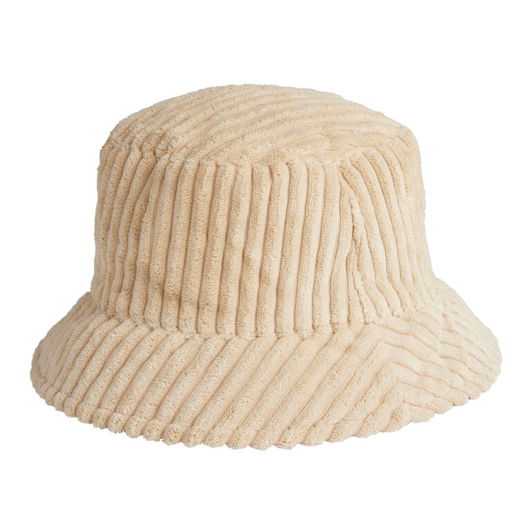 Tan Corduroy Quilted Reversible Bucket Hat image number 1