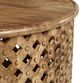 Round Aged Driftwood Carved Wood Lattice Coffee Table image number 2