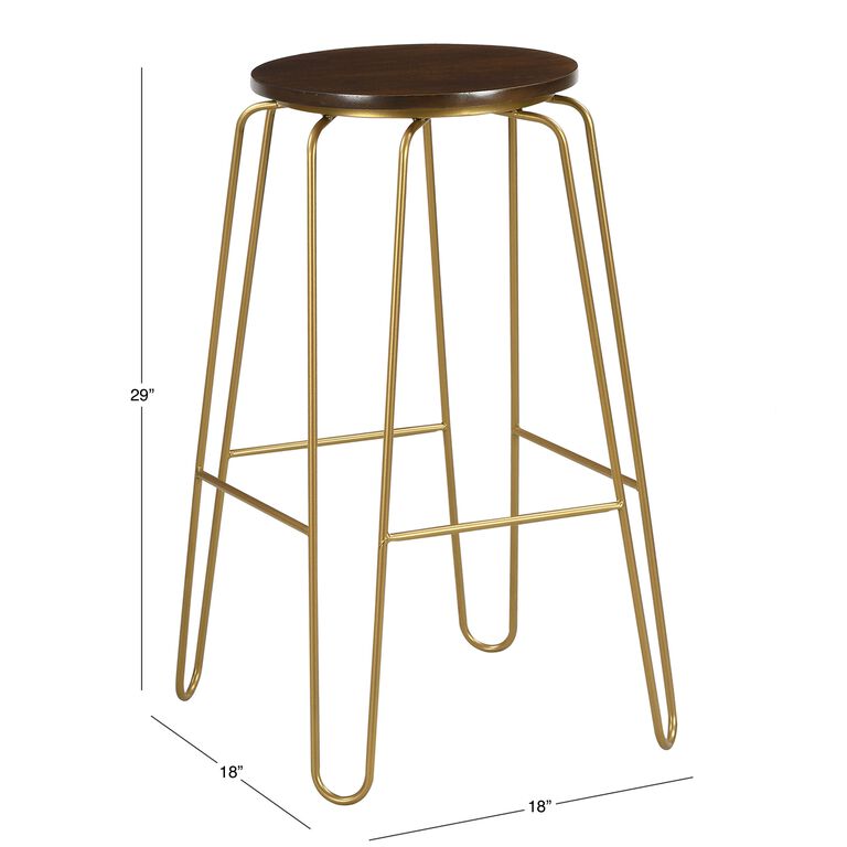Ryker Gold Hairpin and Elm Backless Barstool Set of 2 image number 4