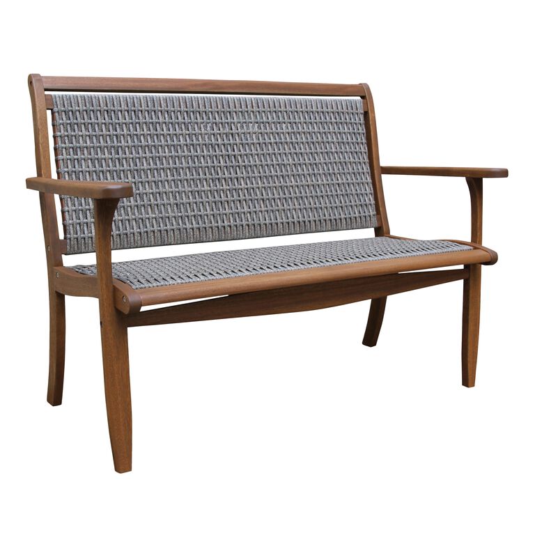 Galena Gray All Weather Wicker and Wood Outdoor Bench image number 1