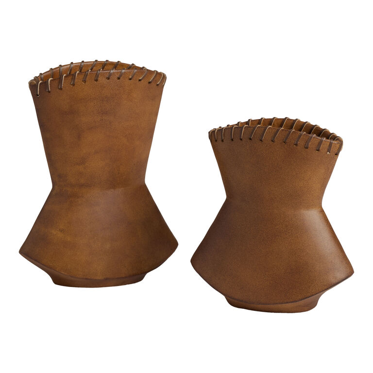 Brown Faux Leather Vase image number 1