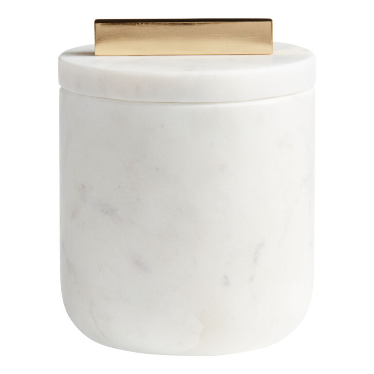 White Marble Canister With Lid image number 1
