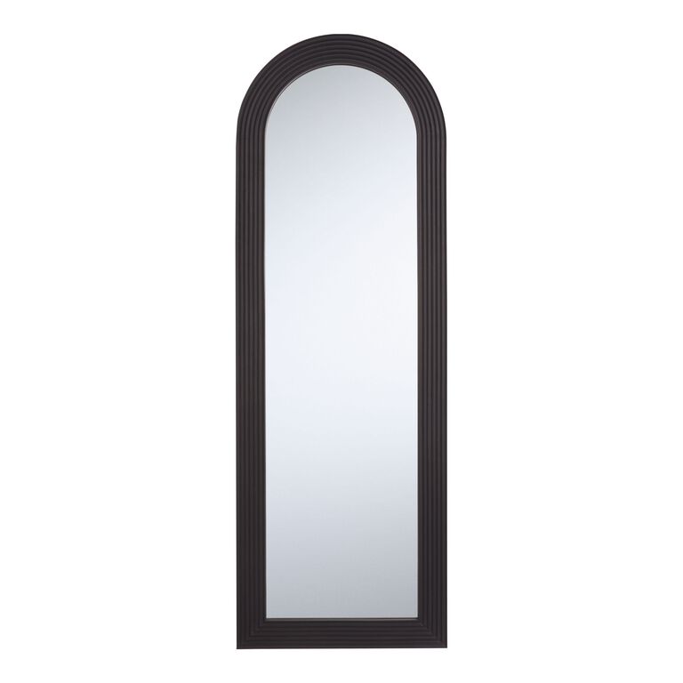 Black Carved Wood Arch Leaning Full Length Mirror image number 3